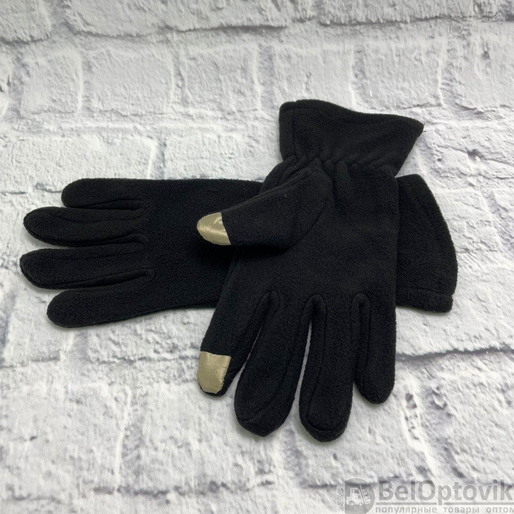 Перчатки флисовые черные Зимние для сенсорных экранов - фото 6 - id-p170322338