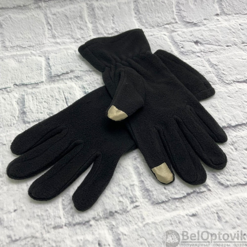 Перчатки флисовые черные Зимние для сенсорных экранов - фото 4 - id-p170322762