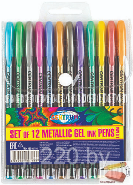 Набор гелевых ручек Centrum Metallic, металлик, 12 штук