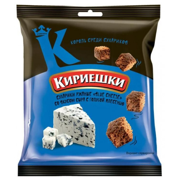Сухарики Кириешки ржаные Blue cheese со вкусом сыра и голубой плесенью 40г - фото 1 - id-p170324647
