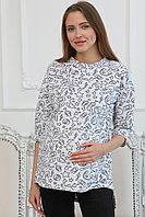 2-НМ 55114 Джемпер женский для беременных и кормящих серый меланж/черный, фото 1