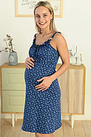 1-НМП 07501 Сорочка женская для беременных и кормящих индиго, фото 1