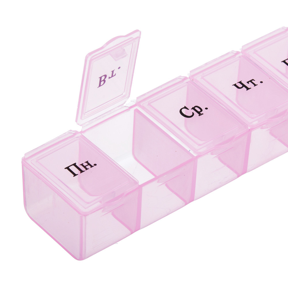 Органайзер пластиковый для лекарств на 7 дней (прямоугольный) - фото 2 - id-p170349118