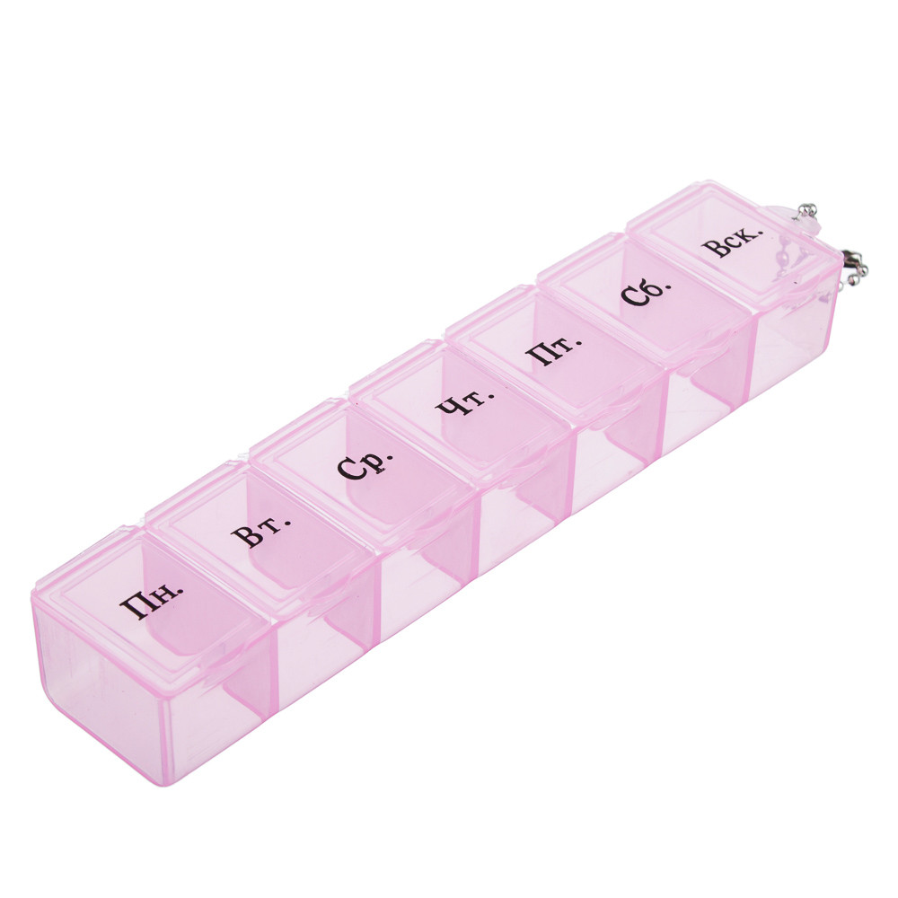 Органайзер пластиковый для лекарств на 7 дней (прямоугольный) - фото 4 - id-p170349118