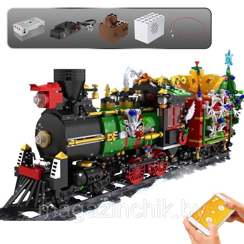 Конструктор Рождественский поезд на пульте, свет, дым, Mould King 12012, 1296 дет - фото 6 - id-p170350945