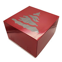 Коробка для торта с окошком "Ёлка" (красная), 300х300х h190 мм, гф