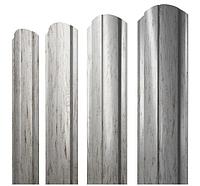 Штакетник металлический Grand Line полукруглый Slim фигурный Design Print Elite Milky Wood / Nordic Wood 0,45
