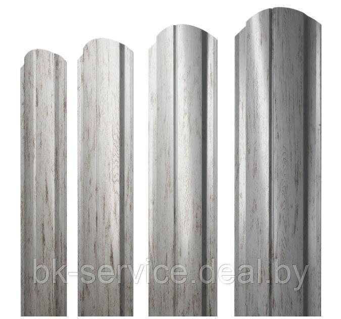 Штакетник металлический Grand Line полукруглый Slim фигурный Design Print Elite Milky Wood / Nordic Wood 0,45 - фото 1 - id-p170388088