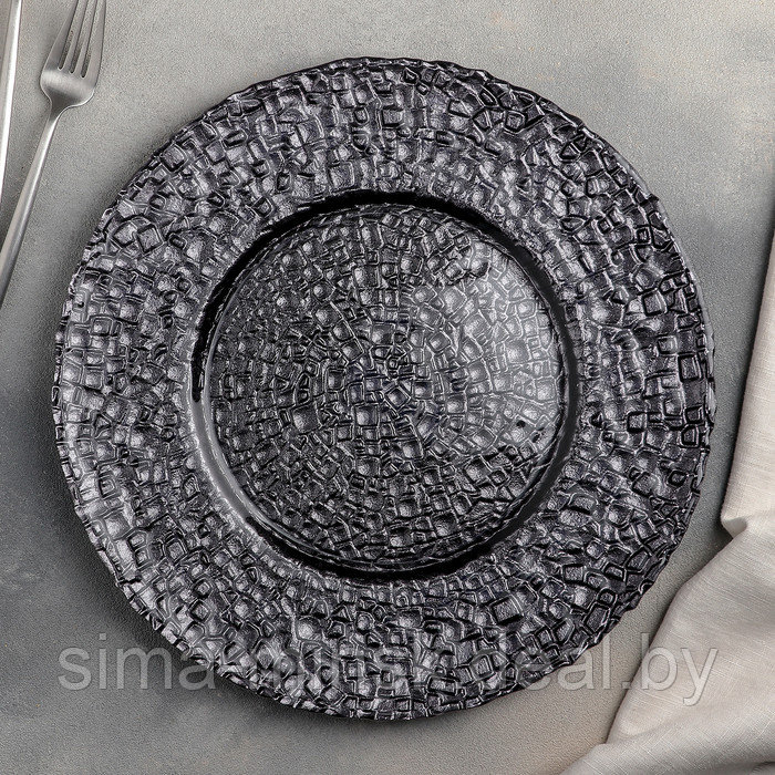 Тарелка стеклянная подстановочная Magistro «Кринкл», d=33 см, цвет серый - фото 1 - id-p170394120