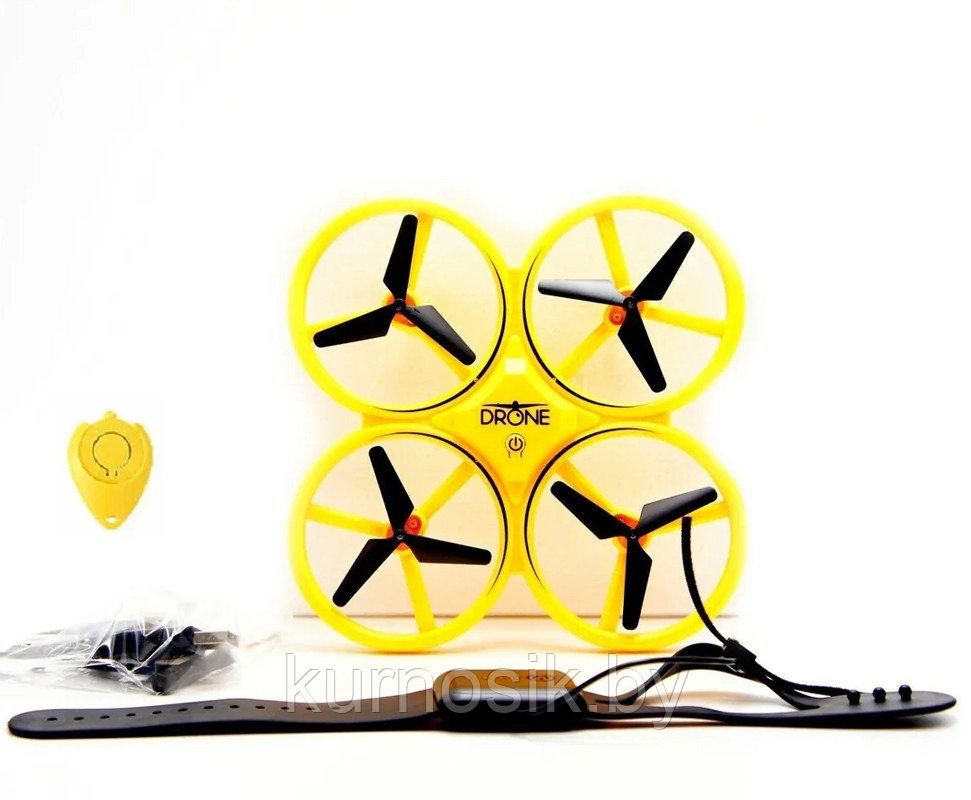 Квадрокоптер 928 Dron с подсветкой и ручным управлением жестами (желтый) - фото 7 - id-p130056808