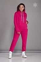 Женский осенний трикотажный розовый спортивный большого размера спортивный костюм INVITE 6010 фуксия 54р.