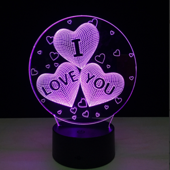 3 D Creative Desk Lamp (Настольная лампа голограмма 3Д, ночник) "I Love You" - фото 2 - id-p170415278