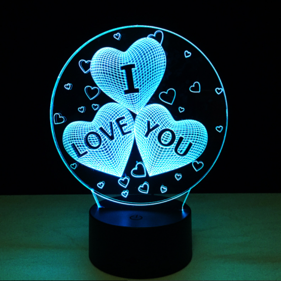 3 D Creative Desk Lamp (Настольная лампа голограмма 3Д, ночник) "I Love You" - фото 3 - id-p170415278