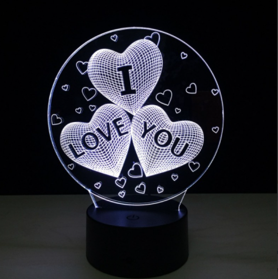 3 D Creative Desk Lamp (Настольная лампа голограмма 3Д, ночник) "I Love You" - фото 4 - id-p170415278