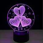 3 D Creative Desk Lamp (Настольная лампа голограмма 3Д, ночник) "I Love You", фото 3