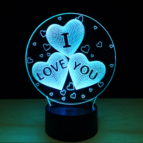 3 D Creative Desk Lamp (Настольная лампа голограмма 3Д, ночник) "I Love You" - фото 1 - id-p170415308