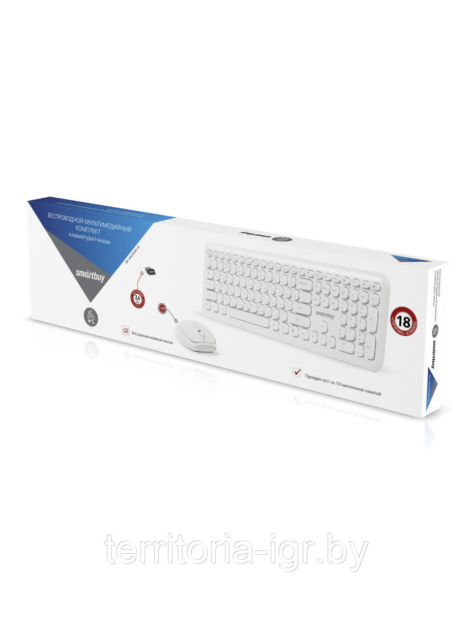 Беспроводной набор клавиатура+мышь SBC-666395AG-W белый Smartbuy - фото 2 - id-p170424161