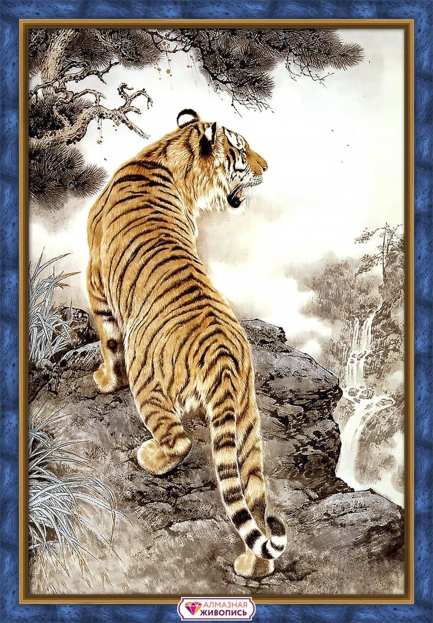 Картина стразами "Тигр на скале" - фото 1 - id-p170425699
