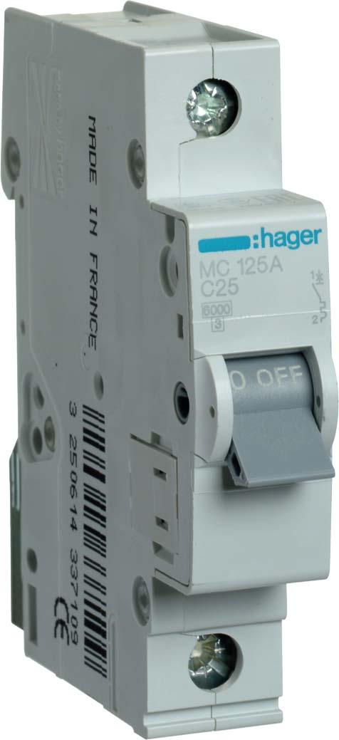 Hager MY125A 1Р 25A тип С, 4,5kА 1м Автоматический выключатель - фото 1 - id-p170418483