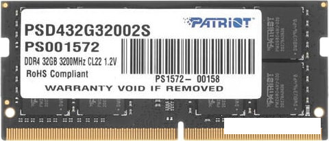 Оперативная память Patriot Signature Line 32GB DDR4 SODIMM PSD432G32002S - фото 1 - id-p170421551