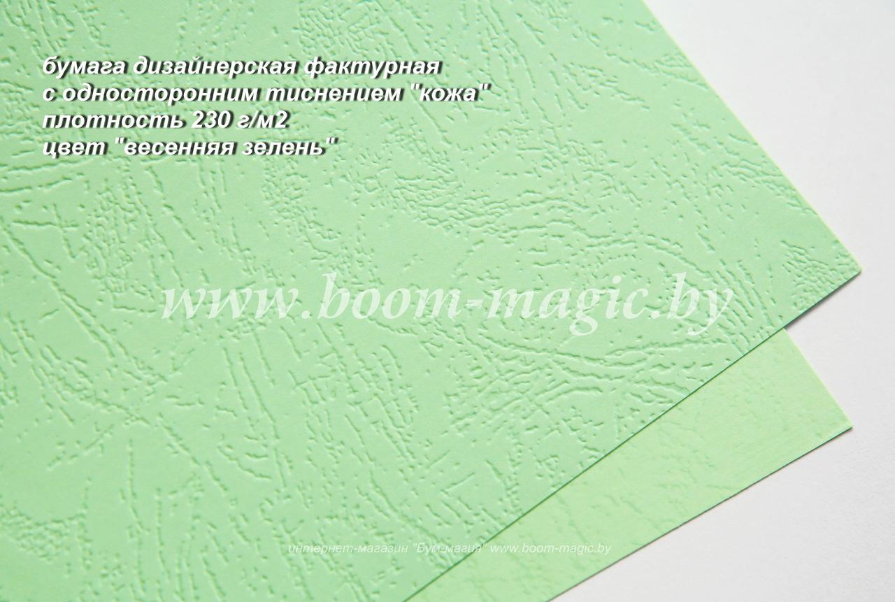 34-118 бумага с одност. тиснением "кожа", цвет "весенняя зелень", плотность 230 г/м2, формат А4