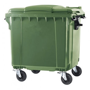 Пластиковый мусорный контейнер, 1100 л литров, бак на колесах с крышкой Razak Plast. Черный. Серый. Иран, фото 2
