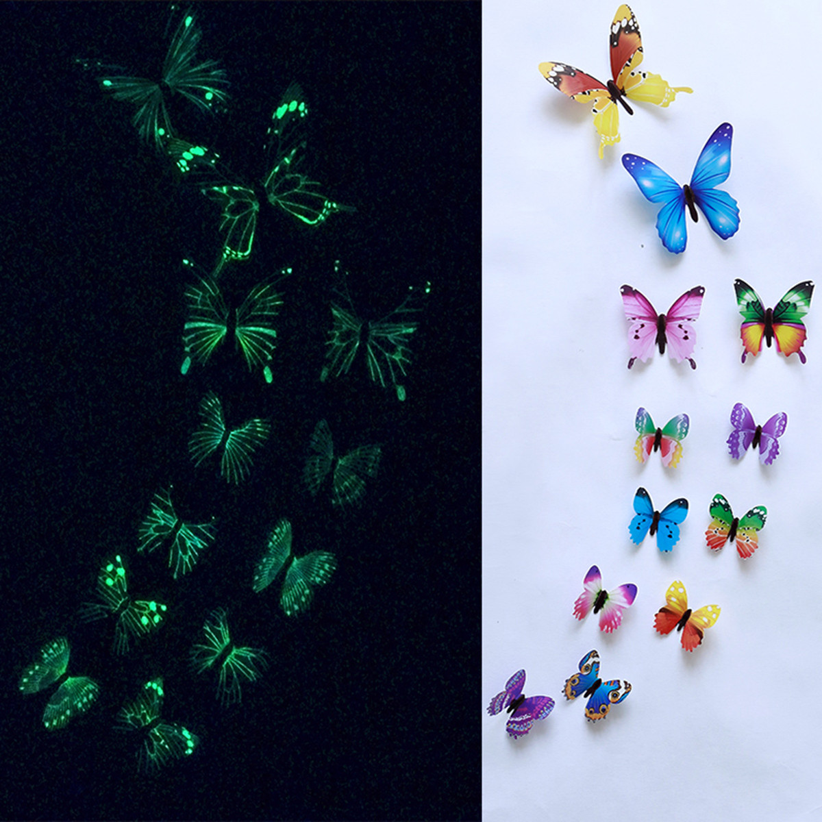 Бабочки флюоресцентные набор 12 шт. SiPL - фото 2 - id-p170495833