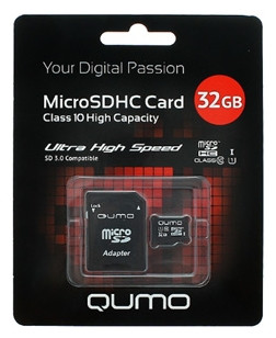 Карта памяти QUMO microSDHC (UHS-1) 32GB (QM32GMICSDHC10U1)