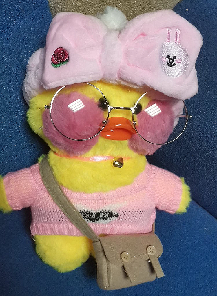 Мягкая игрушка Уточка утя Lalafanfan duck 32 см бант,сумочка, очки - фото 1 - id-p170518003