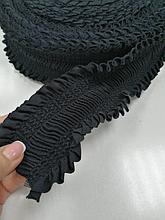Резинка декоративная широкая, цвет черный, ширина 75мм