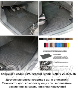 Коврики в салон EVA Renault Scenic 3 2009-2016гг. 3D / Рено Сценик 3 / @av3_eva