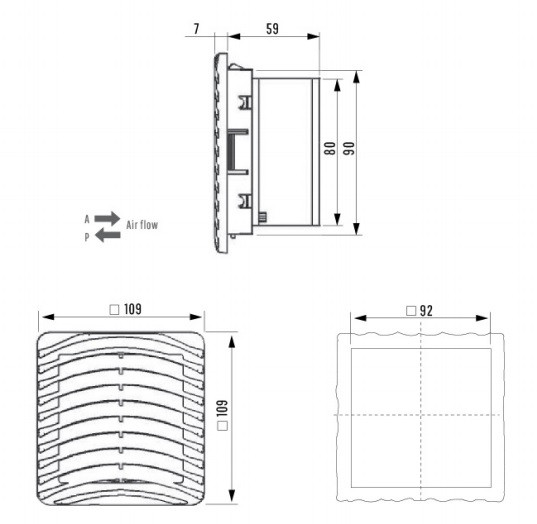 Вентилятор FK 5521.230 (FK 8921.230) с решеткой FK, 109x109мм, 35м3/ч - фото 2 - id-p170556042