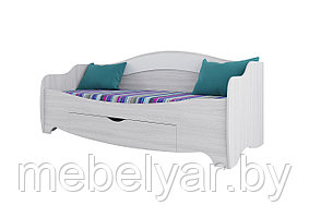 Кровать одинарная с ящиком SV Мебель Акварель (0,8*2,0) (Ясень анкор светлый/ Белая матовая)