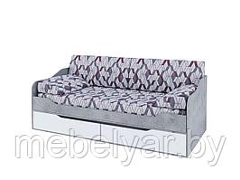 Кровать-диван с ящиками SV Мебель Грей (Цемент светлый / Белый) без фотопечати