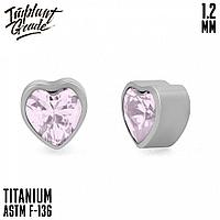 Накрутка Heart Pink Crystal Implant Grade 1.2 мм титан