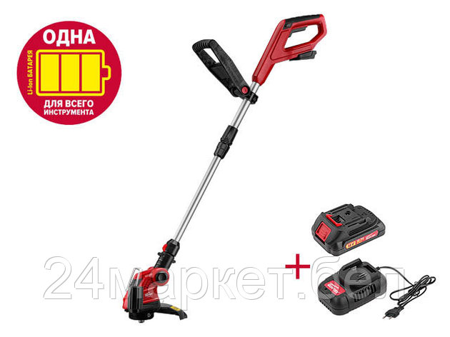 Триммер аккум. WORTEX TB 2518 с акб и зу ALL1 (18 В, телескоп.ручка, рег.угол 0-60°, полуавт.голова,, фото 2