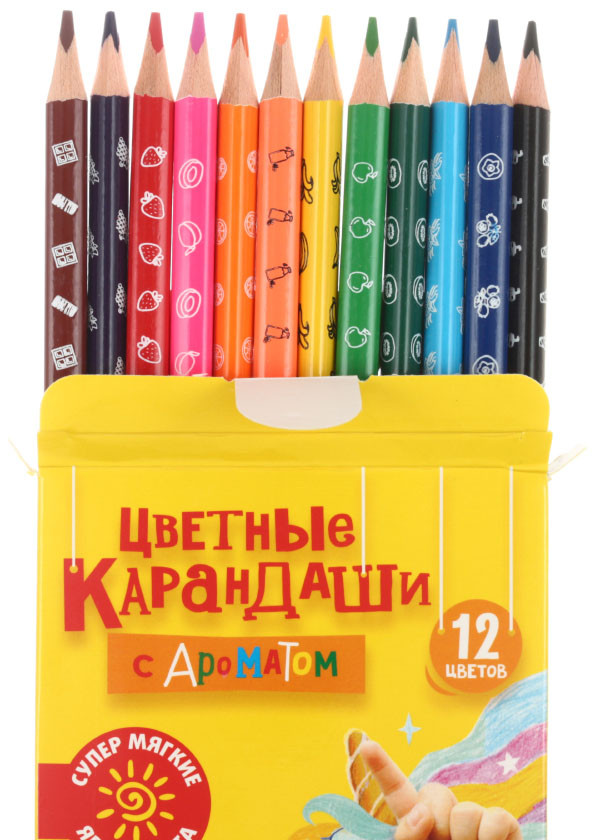 Карандаши цветные ароматизированные «Каляка-Маляка» 12 цветов, длина 175 мм - фото 1 - id-p170561109