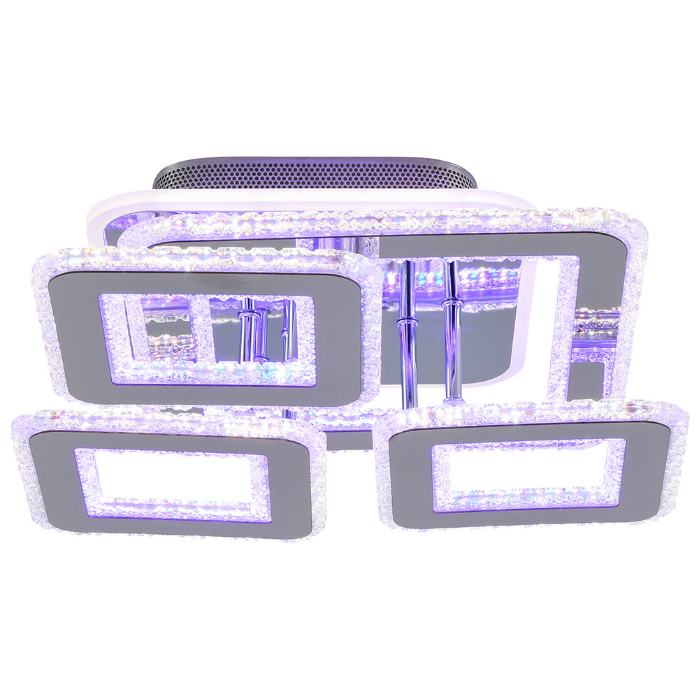 Светодиодная люстра 8041/4 CHR A 124W+86W BL+YL