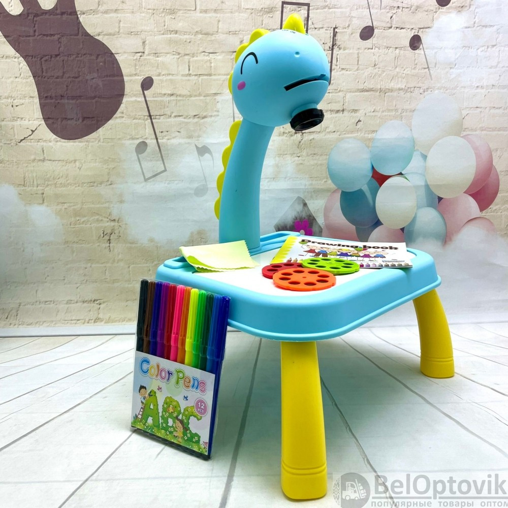 Детский стол проектор Динозаврик для рисования Projector Painting Yimatoys с подсветкой, фломастеры, сменные - фото 6 - id-p170110501