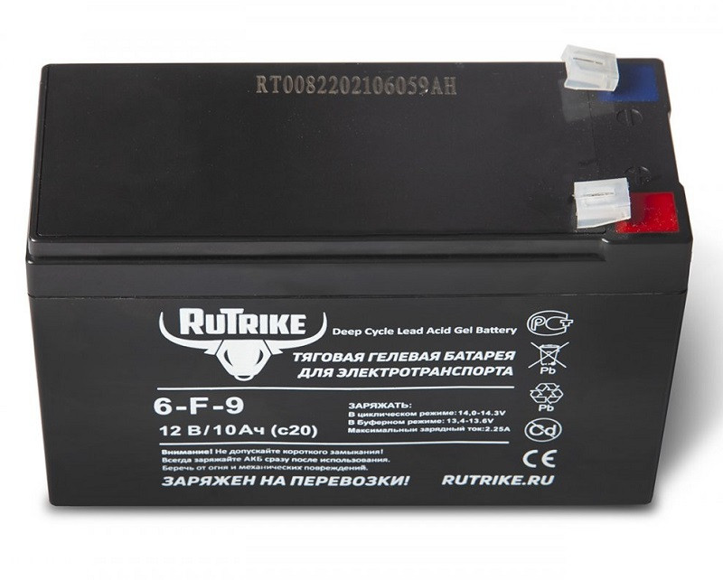 Тяговый гелевый аккумулятор RuTrike 6-F-9 (12V9A/H C20) - фото 2 - id-p170576358