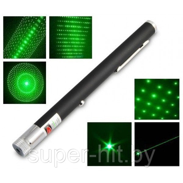 Лазерная указка Green Laser Pointer с 5 насадками - фото 4 - id-p92290896