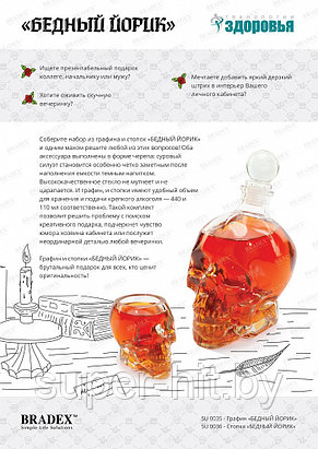 Графин «БЕДНЫЙ ЙОРИК» Carafe Skull 440ml, фото 3