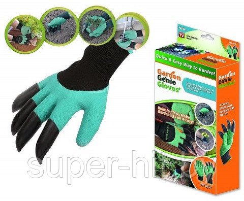 Садовые перчатки с когтями Garden Genie Gloves - фото 2 - id-p93056058
