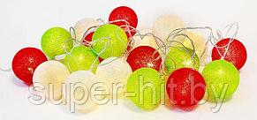 Гирлянда хлопковые шарики SiPL LED микс 3 цвета, фото 3