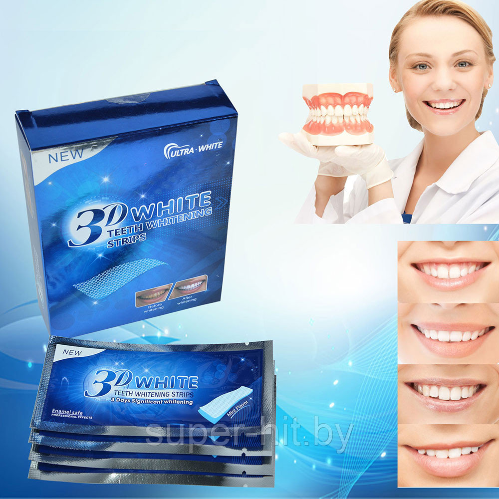 Полоски для отбеливания зубов 3D WHITE Teeth Whitening Strips - фото 4 - id-p93060042