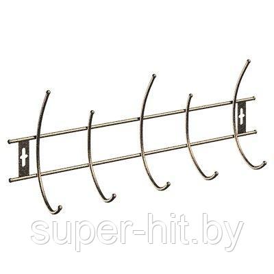 Вешалка для одежды настенная Лиана 5 крючков, цвет бронза, фото 2