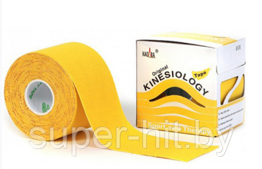 Кинезио тейп Kinesiology Tape Желтый, 5 см × 5 м - фото 1 - id-p170603870