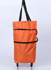 Хозяйственная складная сумка с выдвижными колесиками оранжевая, фото 2
