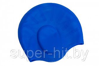 Шапочка для плавания силиконовая с выемками для ушей синий, фото 2