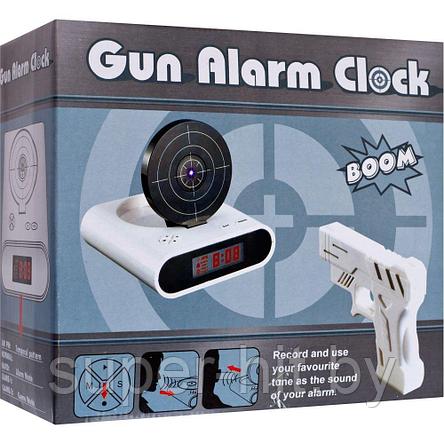Будильник-мишень Gun Alarm Clock (цвета - хаки, черный, белый), фото 2